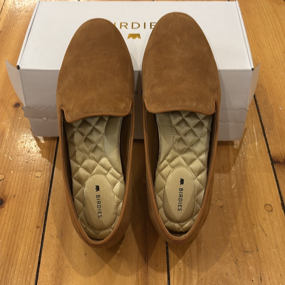 Birdies Starling Tan Suede Slip-On Loafers